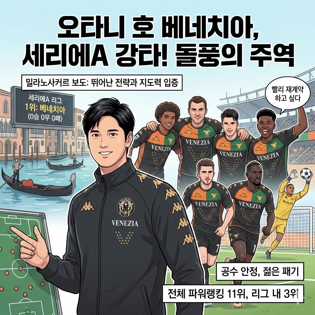 오타니 매직] 베네치아, 세리에A 돌풍!